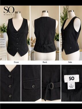 SO Black Button Front Vest # 116